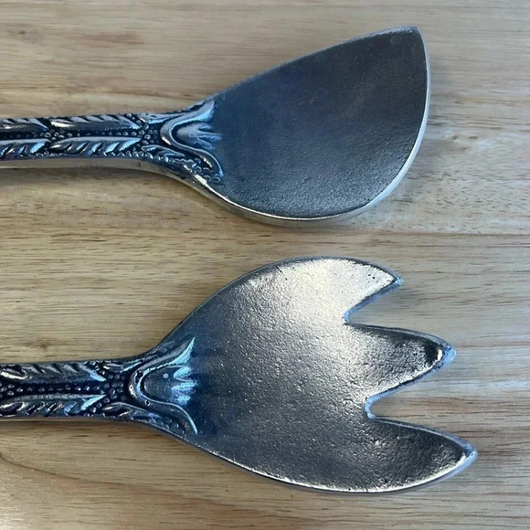 Wilton Armetale VTG Salad Bowl and Serving Utensils Holloware Pewter Heavy - Picture 7 of 9